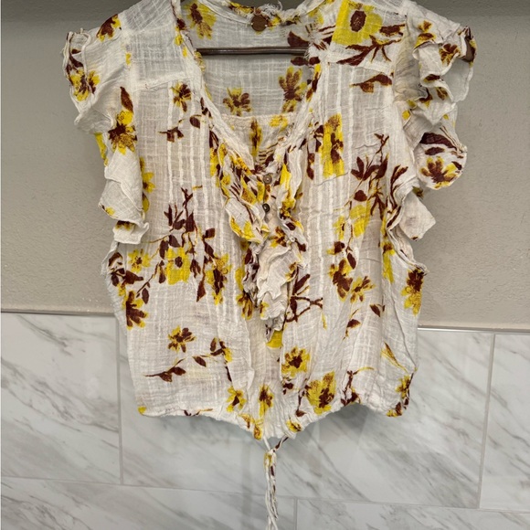 Free People Spring Floral Ruffle Blouse - Picture 2 of 5